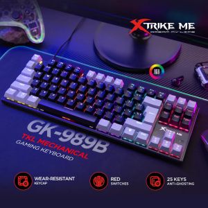 Xtrike ME Gaming Mechanical keyboard 87 keys TKL - GK-989B - RED switches