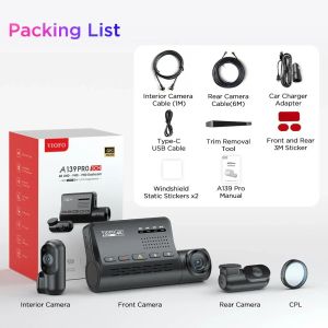 VIOFO Dash Cam A139 PRO 3 Channel - 4K UHD, Sony STARVIS 2, GPS