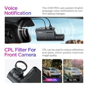 VIOFO Dash Cam A139 PRO 2 Channel - 4K UHD, Sony STARVIS 2, GPS