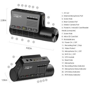 VIOFO Dash Cam A139 PRO 2 Channel - 4K UHD, Sony STARVIS 2, GPS