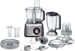 Кухненски робот BOSCH MC812M844, Food processor, MultiTalent 8, 1250 W, add.Tritan blender, Citrus press, Dough Tool, Whisk, Black -Brushed stainless steel