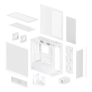 Arctic Case E-ATX - Xtender VG (White) - PCIe Gen 4 riser included, 5 A-RGB Fans included