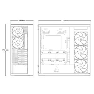 Arctic кутия Case E-ATX - Xtender (Mirror Black) - 5 A-RGB Fans included