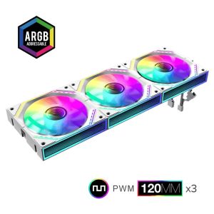 Gamemax Комплект вентилатори Fan Pack 3-in-1 3x120mm - FN12A-S3I White, Daisy-Chain, Addressable RGB