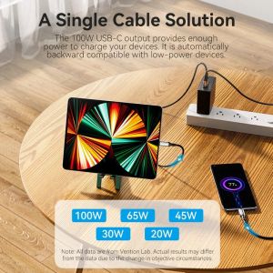 Vention кабел USB2.0 Type-C/Type-C 100W, LED display 2m - CTKBH