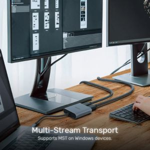 Unitek Адаптер Adapter USB-C M to DisplayPort x 2 F - 8K@30Hz, MST - V1404A