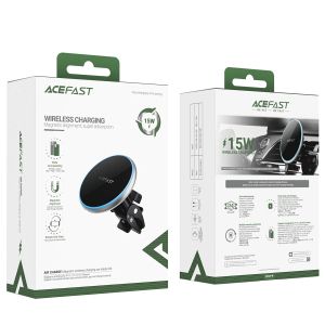 Acefast Стойка за телефон за кола Car phone holder - for Air vent, Wireless Magnetic Wireless Charging - D3 - Silver