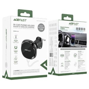 Acefast Стойка за телефон за кола Car phone holder - for Air vent, Wireless Magnetic Wireless Charging - D31 - Black