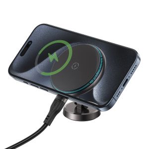 Acefast Зареждаща стойка за телефон за кола Car phone holder - MAG-Charging 15W, Metal, Magnetic Ring, 360 deg, Foldable  - D30 - Black