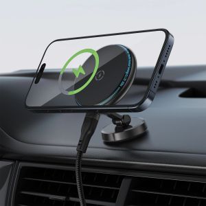 Acefast Зареждаща стойка за телефон за кола Car phone holder - MAG-Charging 15W, Metal, Magnetic Ring, 360 deg, Foldable  - D30 - Black