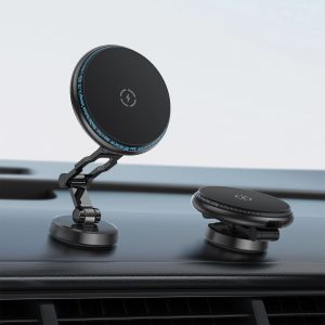 Acefast Зареждаща стойка за телефон за кола Car phone holder - MAG-Charging 15W, Metal, Magnetic Ring, 360 deg, Foldable  - D30 - Black