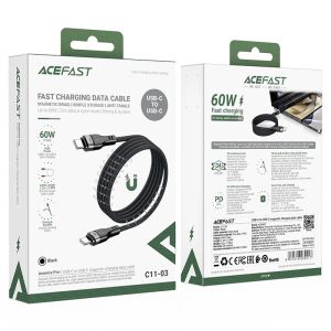 Acefast Кабел USB-C to USB-C Cable 60W MAGNETIC 1.2m - C11-03 - Black