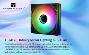 Ventilator Thermalright 120 mm - TL-M12-S - Iluminare aRGB cu oglindă infinită, negru