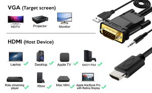 VCom кабел VGA M / HDMI M - CG493A-1.8m