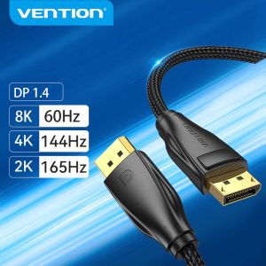 Vention Display Port 1.4 DP M / M 8K 2m - Cotton Braided, Black - HCCBH