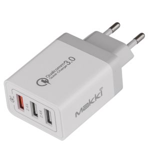 Încărcător rapid Makki Încărcător rapid - QC3.0+2xUSB 30W Alb - MAKKI-QC30W3