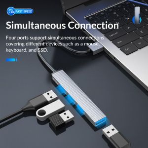 Orico USB3.0/2.0 HUB 4 port, Aluminum - AH-A13-GY