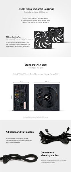 Zalman güç kaynağı PSU MegaMax 500W 80+ ZM500-TXII