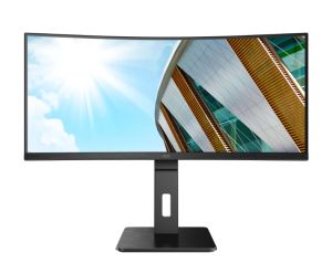 Монитор AOC CU34P2A, 34" Curved 1500R, VA, WLED, 3440x1440@100Hz, 4ms GtG, 1ms MPRT, 300cd m/2, 3000:1, 50M:1 DCR, Adaptive Sync, FlickerFree, Low Blue Light , 3Wx2, Tilt, Height Adjust, Swivel, 2xHDMI, DP, USB hub