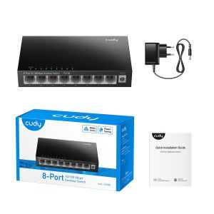 Суич Cudy FS108, 8-портов 10/100 Mbps RJ 45, Метален корпус, Черен