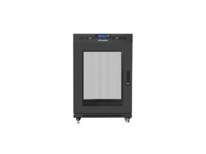 Communication cabinet Lanberg rack cabinet 19" free-standing 15U/800x1000 (flat pack) with mesh door lcd black v2