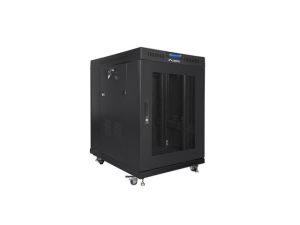Communication cabinet Lanberg rack cabinet 19" free-standing 15U/800x1000 (flat pack) with mesh door lcd black v2