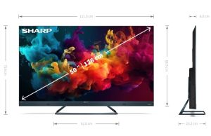 Television Sharp 50FQ5EG, 50" QLED GOOGLE TV, 4K Ultra HD 144Hz Quantum Dot 3840x2160 Aluminum Slim Frameless, AQUOS AI, DVB-T/T2/C/S/S2, 500 NIT, Active Motion 1400, HARMAN/KARDON, HDR10, Dolby Atmos, Dolby Vision, DTS:X, Google Assistant, HDMI eARC, Mi