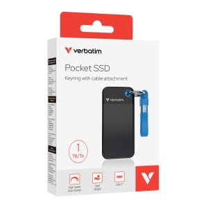 Verbatim Pocket SSD USB 3.2 Gen 2 1TB Black/Blue Hard Drive