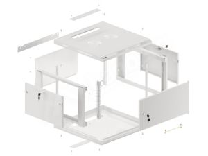 Communication cabinet Lanberg rack cabinet 19" wall-mount 6U/600x600 for self-assembly with metal door gray (flat pack)