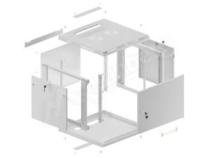 Communication cabinet Lanberg rack cabinet 19" wall-mount 9U/600x600 for self-assembly with metal door gray (flat pack)