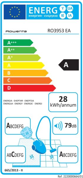 Vacuum cleaner Rowenta RO3953EA, Compact Power parquet ACAA, 75db, H+ bag, SPA upgrade suction head, TTM + XL with brush, parquet + crevice tool 2 in 1 + upholstery nozzle, color red