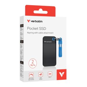 Verbatim Pocket SSD USB 3.2 Gen 2 2TB Black/Blue Hard Drive