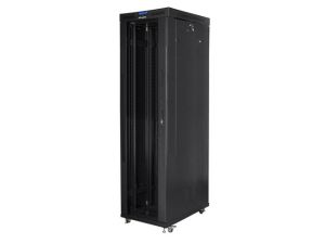 Communication cabinet Lanberg rack cabinet 19" free-standing 47U/800x1000 (flat pack) with glass door lcd black v2