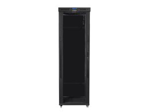 Communication cabinet Lanberg rack cabinet 19" free-standing 47U/800x1000 (flat pack) with glass door lcd black v2