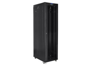 Communication cabinet Lanberg rack cabinet 19" free-standing 47U/800x1000 (flat pack) with glass door lcd black v2