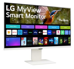Монитор LG 32SR85U-W, 31.5" IPS Smart webOS, Full HD Web cam, AG, 5ms, 1000:1, 400cd/m, DCI-P3 95%, 4K UHD (3840x2160), ThinQ, HDR 10, HDMI, USB Type-C-PD 90W, Wi-Fi B/in, AirPlay 2, Bluetooth, Speakers 5W x 2, Height Adjustable, Tilt, White