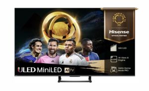 TV Hisense 55" U7Q, 4K Ultra HD 3840x2160, ULED, FALD, Quantum Dot, 144Hz, IPS, HDR 10+, HLG, Dolby Vision IQ, Dolby Atmos, Smart TV, WiFi 5GHz, WiFi Direct, BT, Anyview Cast, 4xHDMI, 2xUSB, LAN, CI+, DVB-T2/C/S2, Black