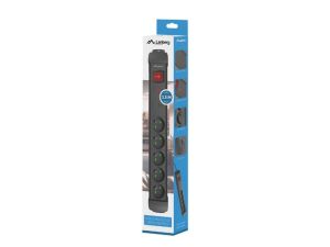Lanberg surge protector sp1 1.5m 5x french outlets black power strip