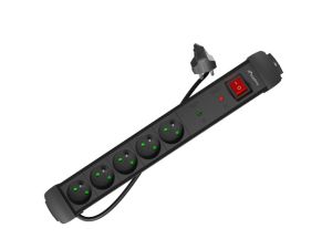 Lanberg surge protector sp1 1.5m 5x french outlets black power strip