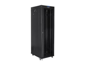 Communication cabinet Lanberg rack cabinet 19" free-standing 42U/800x800 (flat pack) with glass door lcd black v2