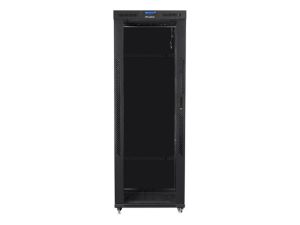 Communication cabinet Lanberg rack cabinet 19" free-standing 42U/800x800 (flat pack) with glass door lcd black v2