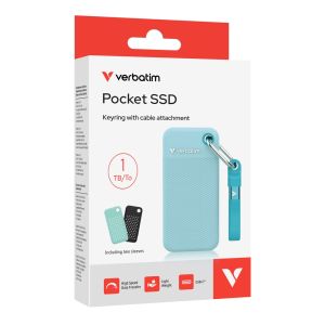Hard drive Verbatim Pocket SSD USB 3.2 Gen 2 1TB Polar Blue incl. two rubber sleeves