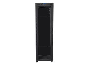 Communication cabinet Lanberg rack cabinet 19" free-standing 42U/600x1000 (flat pack) with glass door lcd black v2