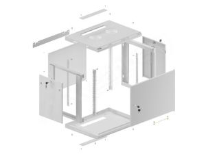 Communication cabinet Lanberg rack cabinet 19" wall-mount 9U/600x450 for self-assembly with metal door gray (flat pack)
