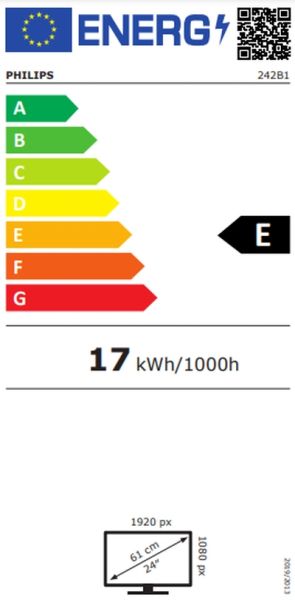 Монитор Philips 242B1/00, 23.8" IPS WLED, 1920x1080@75Hz, 4ms GTG, 250cd/m2, 1000:1, DCR 50M:1, Adaptive Sync, FlickerFree, Low Blue Mode, 2Wx2, Tilt, Height Adjust, Pivot, Swivel, D-SUB, DVI, HDMI, DP, USB hub