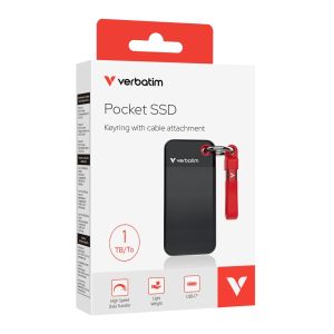 Verbatim Pocket SSD USB 3.2 Gen 2 1TB Black/Red Hard Drive