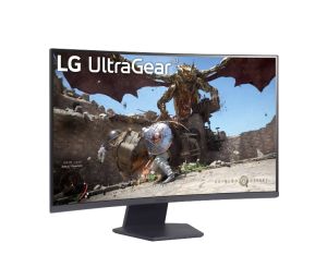 Монитор LG 32GS60QC-B, 31.5" UltraGear Curved Gaming VA, AG, 1ms, 180Hz, 3000:1, 300cd/m2, QHD (2560x1440), AMD FreeSync, HDR 10, sRGB 99%, HDMI, DisplayPort, Tilt, Headphone out, Black