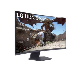 Монитор LG 32GS60QC-B, 31.5" UltraGear Curved Gaming VA, AG, 1ms, 180Hz, 3000:1, 300cd/m2, QHD (2560x1440), AMD FreeSync, HDR 10, sRGB 99%, HDMI, DisplayPort, Tilt, Headphone out, Black