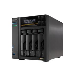 Network storage Asustor Lockerstor 4 Gen3 AS6804T 4 Bay NAS, AMD Ryzen Embedded Quad-Core 2.3GHz (burst up to 3.8GHz), Dual USB 4 Ports, Dual 10GbE Ports, Dual 5GbE Ports, 16G ECC RAM DDR5 (Max. 64GB) 4x M.2 SSD Slots (Diskless), 2 x Type C, Black