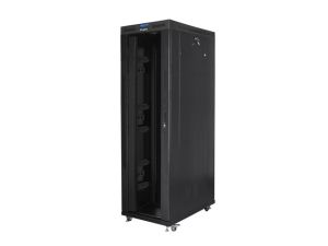 Communication cabinet Lanberg rack cabinet 19" free-standing 42U/800x1200 (flat pack) with glass door lcd black v2